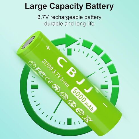 3.7V 21700 بطارية معاد شحنها 5000 مللي أمبير في الساعة سعة كبيرة 3.7 فولت 21700 بطارية قابلة للشحن لمصابيح يدوي إلخ ، 2PACK 3.7 فولت 1009 in Kuwait