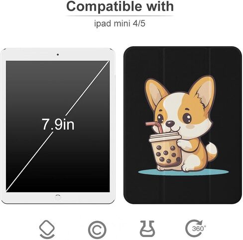 Corgi Dog Puppy Pearl Milk Tea Case with Pen Holder Slim Lightweight Trifold Stand متوافق مع iPad Mini 4/5/6 Mini4/5 （7.9in） in Kuwait