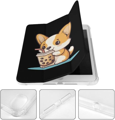 Corgi Dog Puppy Pearl Milk Tea Case with Pen Holder Slim Lightweight Trifold Stand متوافق مع iPad Mini 4/5/6 Mini4/5 （7.9in） in Kuwait
