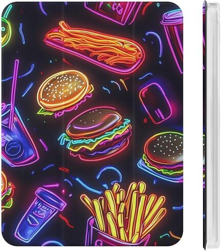 Neon Hamburger French Fries Case with Pen Pend Slim Lightweight Trifold Stand متوافق مع iPad Mini 4/5/6 Mini4/5 （7.9in） in Kuwait
