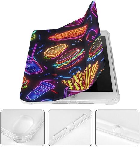 Neon Hamburger French Fries Case with Pen Pend Slim Lightweight Trifold Stand متوافق مع iPad Mini 4/5/6 Mini4/5 （7.9in） in Kuwait