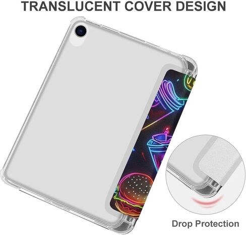Neon Hamburger French Fries Case with Pen Pend Slim Lightweight Trifold Stand متوافق مع iPad Mini 4/5/6 Mini4/5 （7.9in） in Kuwait