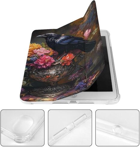 قضية غراب أسود خمر مع حامل القلم رفيع الخفيفة الوزن trifold موقف متوافق مع iPad mini 4/5/6 mini6 （8.3in） in Kuwait