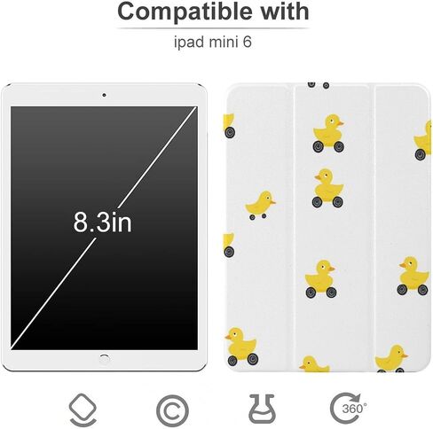 علبة سيارة البط الأصفر المطاط مع حامل القلم رفيع الوزن ثلاثي الأوزان متوافق مع iPad Mini 4/5/6 Mini4/5 （7.9in） in Kuwait