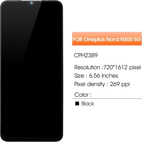 for Oneplus Nord N300 5G Screen Replacement for Nord N300 5G LCD Display Touch CPH2389 Screen Digitizer Assembly Repair Kits(Black No Frame) in Saudi Arabia