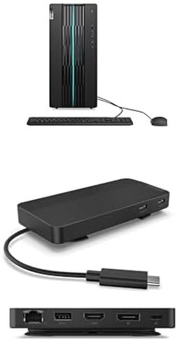 Lenovo IdeaCentre Gaming 5i Desktop, Intel i5, NVIDIA RTX 3060, 16GB RAM, 1TB HDD + 512GB SSD, Win 11, Black - with USB-C Dual Display Travel Dock in Saudi Arabia