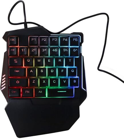 لوحة مفاتيح ألعاب RGB خلفية واحدة ، مفاتيح صامتة 35 مفاتيح التصميم المريح مع راحة المعصم وإضاءة RGB للاعبين للكمبيوتر الشخصي in Saudi Arabia
