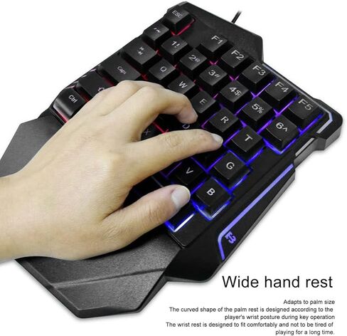 لوحة مفاتيح ألعاب RGB خلفية واحدة ، مفاتيح صامتة 35 مفاتيح التصميم المريح مع راحة المعصم وإضاءة RGB للاعبين للكمبيوتر الشخصي in Saudi Arabia