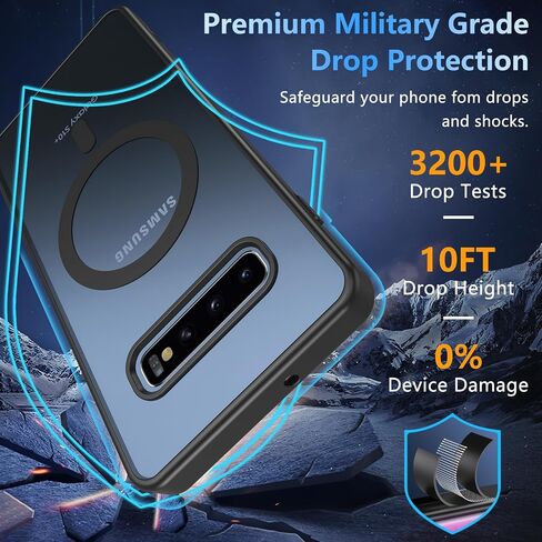 بالنسبة إلى حالة Samsung Galaxy S10 Plus مع Magnetic ، S10 Plus Phone Case ، فإن Galaxy S10+ Phone Case Galaxy S10+ Matte Slim for Samsung S10 Plus Cover 6.4 '-Black in Saudi Arabia