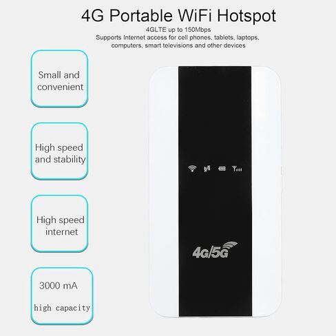 4G WIFI ، جهاز توجيه نقطة ساخنة للهواتف المحمولة مع فتحة بطاقة SIM ، ودعم 10 مستخدمين 150 ميجابت في الثانية عبر الإنترنت للإنترنت عالي السرعة ، لجهاز الكمبيوتر اللوحي للكمبيوتر المحمول. in Kuwait