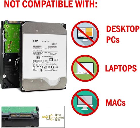 HGST Ultrastar DC HC520 HDD 12TB 7200 RPM SAS 12Gb/s Interface 3.5-Inch 512e ISE Helium Data Center Enterprise Internal Hard Disk Drive HUH721212AL5200 (Renewed) in Saudi Arabia