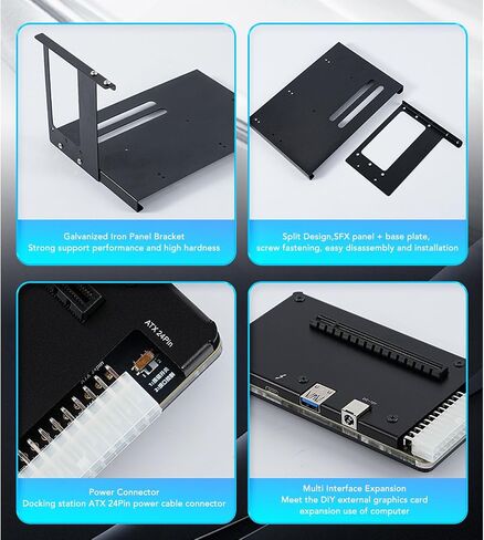GPU Enclosure with SFX Bracket, USB 4.0 ATX 24Pin Connector PCIE 16X Slot Graphics Card Dock Fit for Thunderbolt 3 4 Mini External eGPU Docking Station in Saudi Arabia