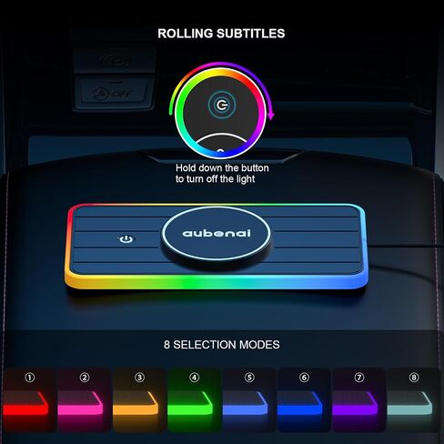 Magnetic Wireless Car Charger Pad, Aubenai 15W RGB Fast Wireless Charging Pad Non Slip Charging Mat with 70cm Extension Cable Compatible with Magsafe Charger iPhone 16 15 14 13 12 (Extension USB-C) in Saudi Arabia