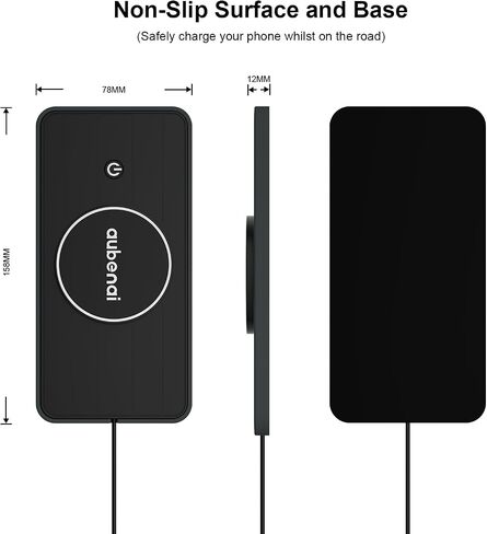 Magnetic Wireless Car Charger Pad, Aubenai 15W RGB Fast Wireless Charging Pad Non Slip Charging Mat with 70cm Extension Cable Compatible with Magsafe Charger iPhone 16 15 14 13 12 (Extension USB-C) in Saudi Arabia