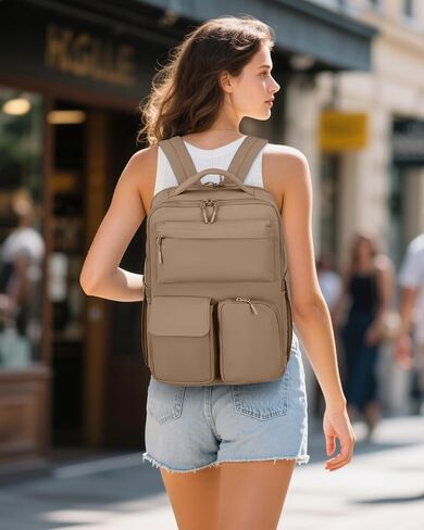 حقيبة الظهر Fodoko للعمل ، حقائب الظهر غير الرسمية للنساء حقيبة ظهر Daypack للرجال للسفر College Bookbag مقصورة منفصلة لـ 15.6 بوصة دفتر بني in Kuwait