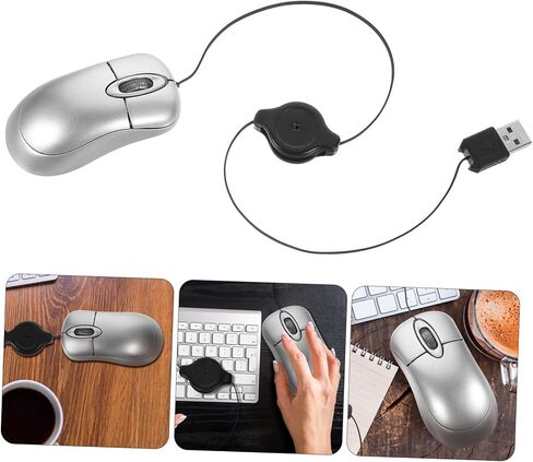 Housoutil mini mini mouse pantical mouse مع تصميم مريح للحبل قابل للسحب متوافق مع أجهزة الكمبيوتر المحمولة MAC للسفر والاستخدام المكتبي in Kuwait