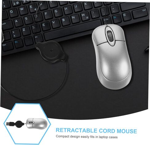 Housoutil mini mini mouse pantical mouse مع تصميم مريح للحبل قابل للسحب متوافق مع أجهزة الكمبيوتر المحمولة MAC للسفر والاستخدام المكتبي in Kuwait