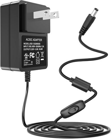 12V Power Cord for Record Player Speakers, 12V 2A AC DC Adapter for LP&No.1, 1byone, Audio-Technica and Crosley Record Player Speakers in Kuwait