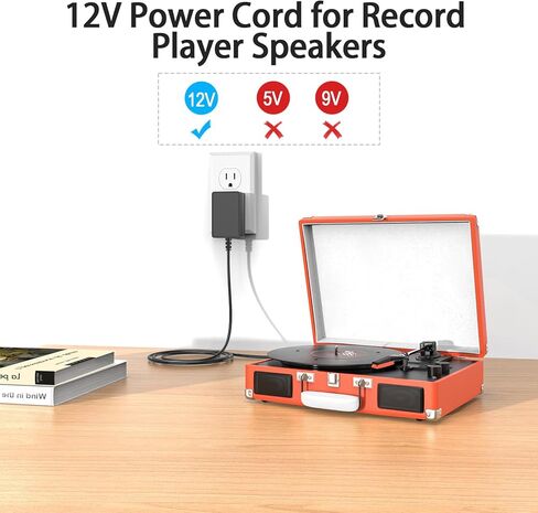12V Power Cord for Record Player Speakers, 12V 2A AC DC Adapter for LP&No.1, 1byone, Audio-Technica and Crosley Record Player Speakers in Kuwait