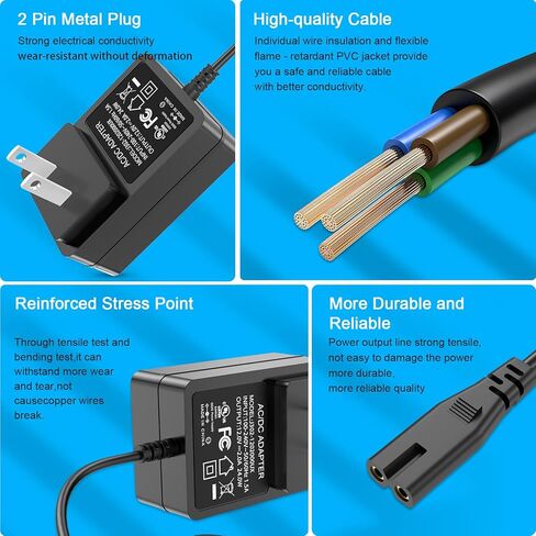 12V Power Cord for Record Player Speakers, 12V 2A AC DC Adapter for LP&No.1, 1byone, Audio-Technica and Crosley Record Player Speakers in Kuwait