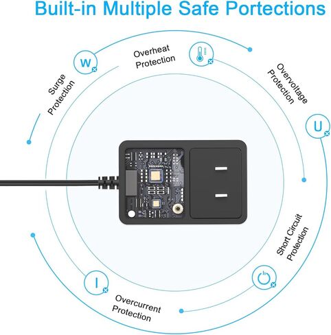 12V Power Cord for Record Player Speakers, 12V 2A AC DC Adapter for LP&No.1, 1byone, Audio-Technica and Crosley Record Player Speakers in Kuwait