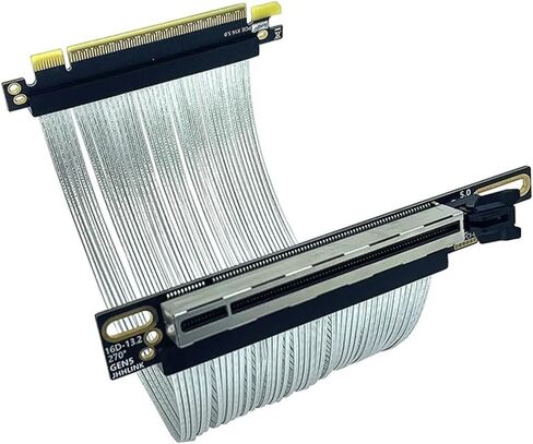 PCI-E 5.0 X16 Card Card Extension Cable Cable Silver Gen5 64gbs 270 ° Cable GPU Cable for 217e H/1 chassis (25cm) in Saudi Arabia