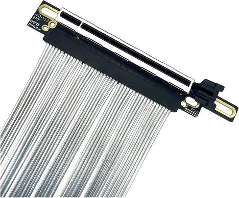 PCI-E 5.0 X16 Card Card Extension Cable Cable Silver Gen5 64gbs 270 ° Cable GPU Cable for 217e H/1 chassis (25cm) in Saudi Arabia