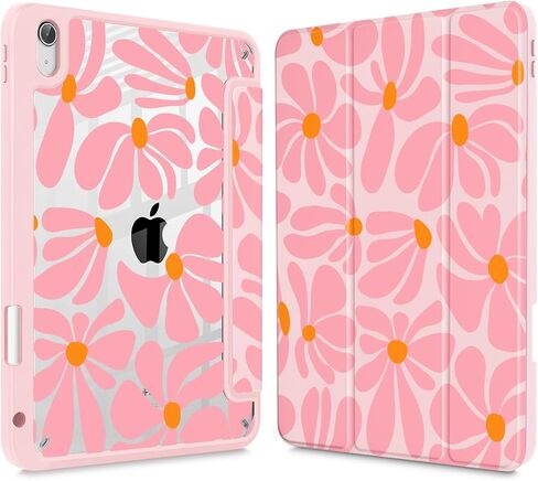 May Chen for iPad (A16) Case 11th Generation 11 Inch 2025 ، iPad 10th Gen Case 2022 10.9 بوصة ، حامل قلم رصاص مدمج مع غطاء مقاوم للصدمات واضحة الشفافة الظهر الاستيقاظ/النوم ، زهرة رائعة in Saudi Arabia