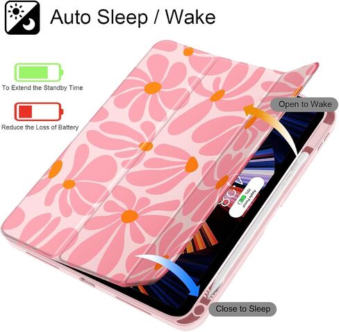 May Chen for iPad (A16) Case 11th Generation 11 Inch 2025 ، iPad 10th Gen Case 2022 10.9 بوصة ، حامل قلم رصاص مدمج مع غطاء مقاوم للصدمات واضحة الشفافة الظهر الاستيقاظ/النوم ، زهرة رائعة in Saudi Arabia