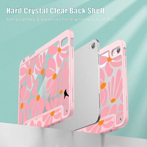 May Chen for iPad (A16) Case 11th Generation 11 Inch 2025 ، iPad 10th Gen Case 2022 10.9 بوصة ، حامل قلم رصاص مدمج مع غطاء مقاوم للصدمات واضحة الشفافة الظهر الاستيقاظ/النوم ، زهرة رائعة in Saudi Arabia