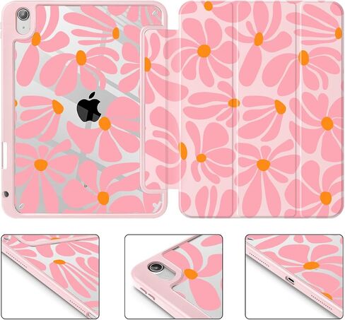 May Chen for iPad (A16) Case 11th Generation 11 Inch 2025 ، iPad 10th Gen Case 2022 10.9 بوصة ، حامل قلم رصاص مدمج مع غطاء مقاوم للصدمات واضحة الشفافة الظهر الاستيقاظ/النوم ، زهرة رائعة in Saudi Arabia