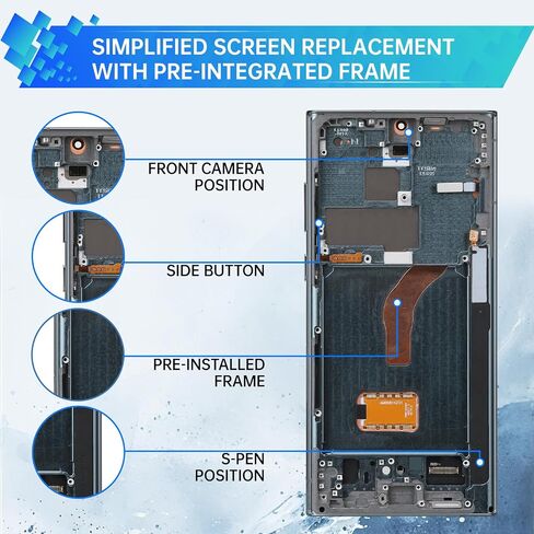 لاستبدال شاشة Samsung Galaxy S22 Ultra AMOLED مع الإطار الأخضر OLED Display Diving Digitizer Full Assolbly Fix مع مجموعة أدوات الإصلاح SM-S908U SM-S908U1 in Kuwait