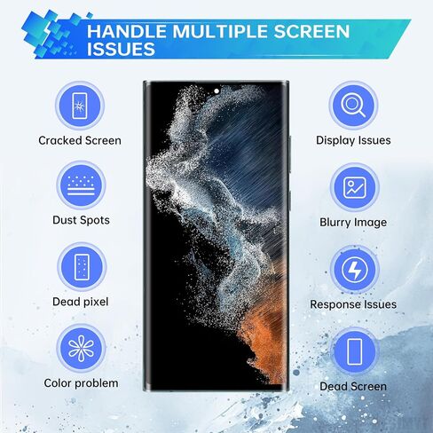 لاستبدال شاشة Samsung Galaxy S22 Ultra AMOLED مع الإطار الأخضر OLED Display Diving Digitizer Full Assolbly Fix مع مجموعة أدوات الإصلاح SM-S908U SM-S908U1 in Kuwait