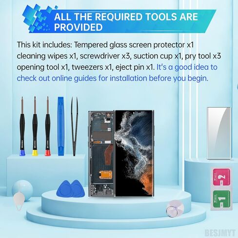 لاستبدال شاشة Samsung Galaxy S22 Ultra AMOLED مع الإطار الأخضر OLED Display Diving Digitizer Full Assolbly Fix مع مجموعة أدوات الإصلاح SM-S908U SM-S908U1 in Kuwait