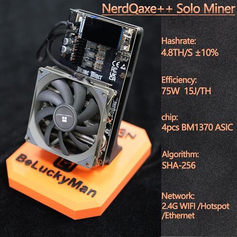 Nerdqaxe ++ Bitcoins Miner 4.8th/S ، 4 قطع BM1370 ASIC SOLO SOLO BTC Miner ، 15J/TH 98W استهلاك الطاقة ، 2.4G WIFI آلة تعدين مفتوحة المصدر (أخضر) in Kuwait