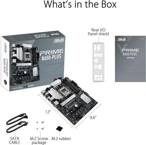 ASUS PRIME B650-PLUS AMD AM5 ATX Motherboard (DDR5 ، PCIE 5.0 M.2 ، Ethernet 2.5GB ، DisplayPort ، HDMI ، SATA 6 GBPS ، USB 3.2 Gen 2 Type-C ، Front USB 3.2 Gen 1 Type-C ، in Kuwait
