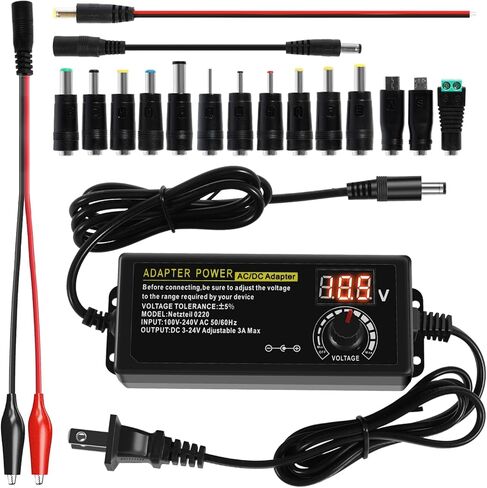 إمدادات محول الطاقة العالمي 3V ~ 24V 72W متغير قابل للتعديل 3V 5V 9V 12V 18V 20V 24V AC/DC تبديل الشاحن ، 100V-240V AC إلى محول DC مع 14 نصيحة وشاشة LCD الجهد in Kuwait