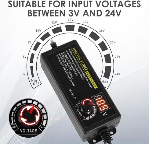 إمدادات محول الطاقة العالمي 3V ~ 24V 72W متغير قابل للتعديل 3V 5V 9V 12V 18V 20V 24V AC/DC تبديل الشاحن ، 100V-240V AC إلى محول DC مع 14 نصيحة وشاشة LCD الجهد in Kuwait