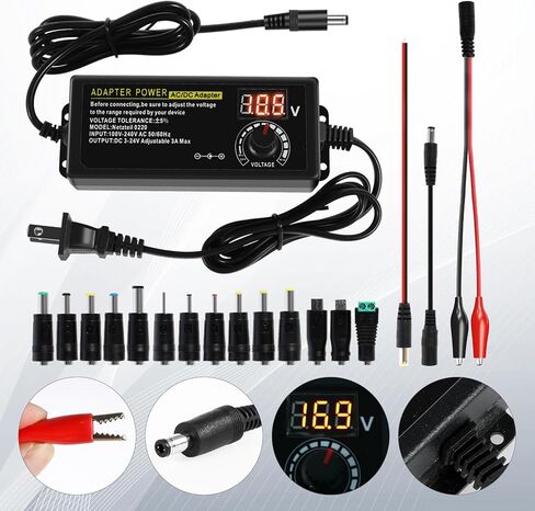 إمدادات محول الطاقة العالمي 3V ~ 24V 72W متغير قابل للتعديل 3V 5V 9V 12V 18V 20V 24V AC/DC تبديل الشاحن ، 100V-240V AC إلى محول DC مع 14 نصيحة وشاشة LCD الجهد in Kuwait