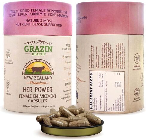 Grazin Health - Grass Fed Beef Liver from New Zealand - Freeze Dried 3000mg per Serving (500mg per Capsule) (30 Servings) in Kuwait