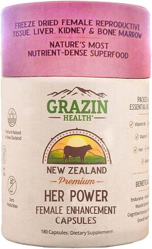 Grazin Health - Grass Fed Beef Liver from New Zealand - Freeze Dried 3000mg per Serving (500mg per Capsule) (30 Servings) in Kuwait
