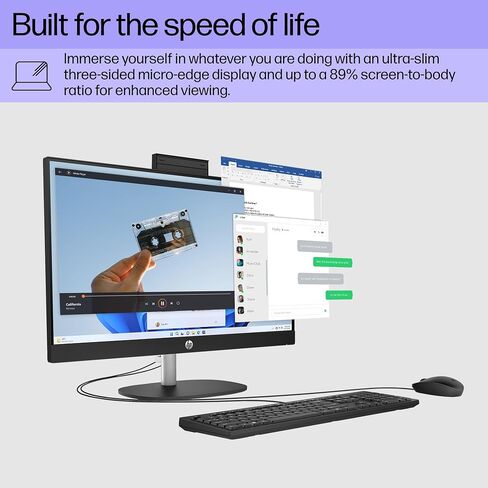 HP 23.8 inch All-in-One Desktop PC, FHD Display, Intel Core i3-N300, 8 GB RAM, 256 GB SSD, Intel UHD Graphics, Windows 11 Home, Jet Black, 24-cr0430 (2025) in Saudi Arabia