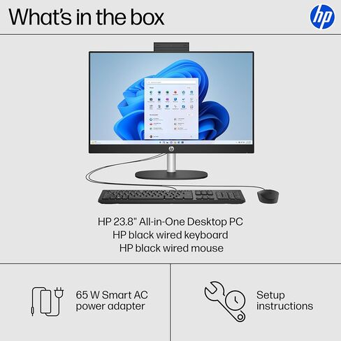 HP 23.8 inch All-in-One Desktop PC, FHD Display, Intel Core i3-N300, 8 GB RAM, 256 GB SSD, Intel UHD Graphics, Windows 11 Home, Jet Black, 24-cr0430 (2025) in Saudi Arabia