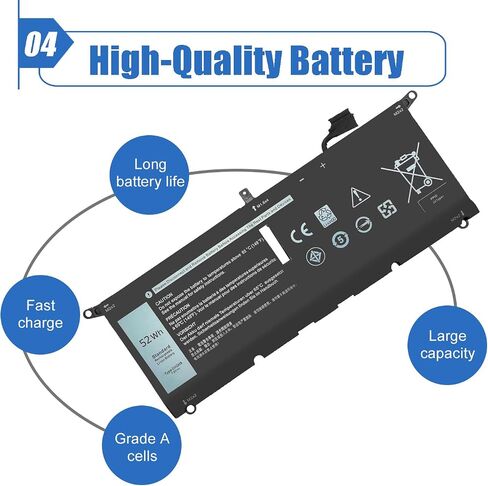 Dentsing 52Wh DXGH8 Laptop Battery for XPS 13 9370 9380 7390 2019 13 7000 7390 7391 2-in-1 5390 5391 14 7400 7490 Latitude 3301 5390 5391 7400 7490 Series Notebook G8VCF P82 in Saudi Arabia