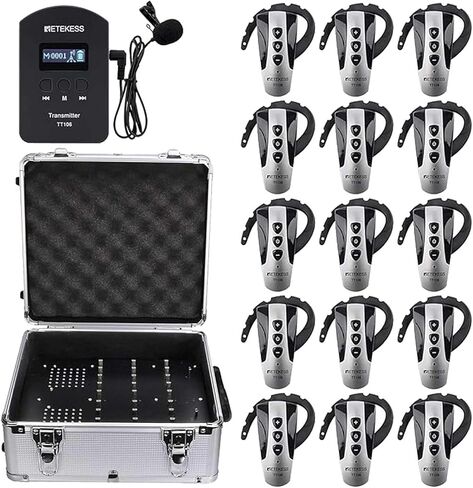 Retekess TT106 Tour Guide Audio Systems, Simultaneous Interpretation,150m/492ft, Support 2 Transmitter in One Group,Tour Guide Headsets for School,Church, Resorts (2 Transmitters 30 Receivers) in Saudi Arabia