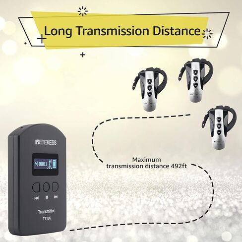 Retekess TT106 Tour Guide Audio Systems, Simultaneous Interpretation,150m/492ft, Support 2 Transmitter in One Group,Tour Guide Headsets for School,Church, Resorts (2 Transmitters 30 Receivers) in Saudi Arabia