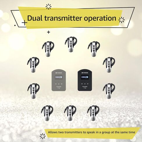 Retekess TT106 Tour Guide Audio Systems, Simultaneous Interpretation,150m/492ft, Support 2 Transmitter in One Group,Tour Guide Headsets for School,Church, Resorts (2 Transmitters 30 Receivers) in Saudi Arabia