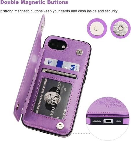 Vaburs Compatible with iPhone 16e/17e Case Wallet with Card Holder, Embossed Mandala Pattern Flower PU Leather Double Buttons Flip Shockproof Cover for Magnetic Car Mount 6.1 Inch (Dark Green) in Saudi Arabia
