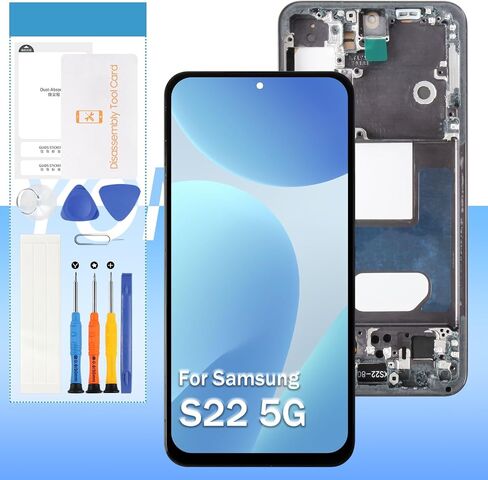 استبدال الشاشة لـ Samsung Galaxy S22 5G (TFT ، الإصدار الأمريكي) SM-S901 SM-G901U SM-G901A SM-G901W 6.1 "شاشة LCD Display Touch Digitizer Assembly-الذهب مع إطار-أدوات in Kuwait