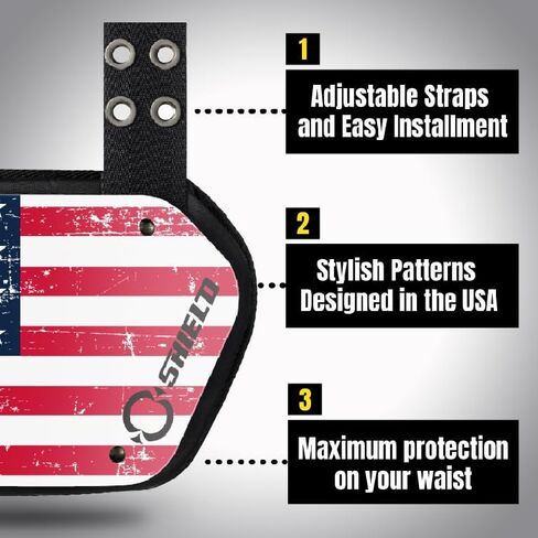 Silver Chrome American Flag 1.0 Football Back Plate, Lower Back Pads for Football Players, Rear Protector, Adult Fit in Kuwait